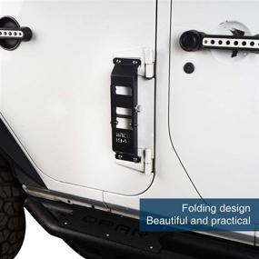 img 3 attached to 🔧 Обновите свой Jeep Wrangler с V8 GOD Матовыми черными металлическими складными дверными петлями Шаги-ступеньками - идеально подходит для моделей 2007-2018 JK и JKU (1 шт.)