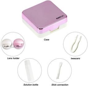 img 2 attached to 💼 3 Pack Contact Lens Case Kit - YuCool Mini Stylish and Portable Solution: Hard Double Lens Box with Mirror, Bottle, Container Holder, and Tweezers for Travel and Home - Black, Rose Gold, Pink