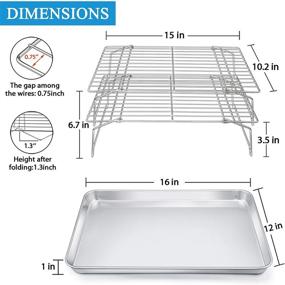 img 3 attached to P&P CHEF 2 Baking Sheets and 2 Cooling Racks Set, Stainless Steel Tray with Stackable Wire Racks for Cookies, Bacon, Beef - Healthy, Non-toxic, Toaster Oven & Dishwasher Safe (4 Pcs)