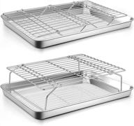 p&p chef 2 baking sheets and 2 cooling racks set, stainless steel tray with stackable wire racks for cookies, bacon, beef - healthy, non-toxic, toaster oven & dishwasher safe (4 pcs) logo