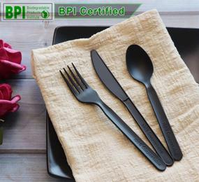 img 1 attached to 🍽️ GreenWorks 100 Forks and 100 Spoons - Heavy Duty Compostable Cutlery Set, Large CPLA Biodegradable Bio-based Plastic