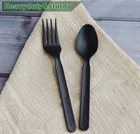 img 3 attached to 🍽️ GreenWorks 100 Forks and 100 Spoons - Heavy Duty Compostable Cutlery Set, Large CPLA Biodegradable Bio-based Plastic