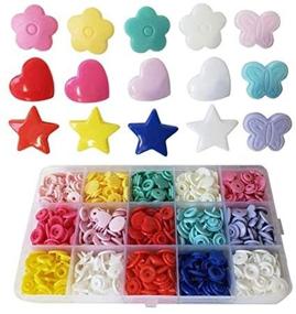 img 2 attached to 150 Sets of Size 20 (1/2 inch) Plastic KAM Snaps Button Fasteners with Butterfly, Star, Heart, and Flower Shapes. Includes Storage Container.