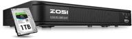 🎥 записывающее устройство для домашней безопасности zosi 1080p, 8-канальное hd-tvi, гибридная возможность 4 в 1, видеонаблюдение - обнаружение движения, удаленное управление, тревожная рассылка на электронную почту, встроенный жесткий диск на 1 тб. логотип