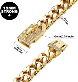 img 1 attached to 🐶 BMusdog Gold Chain Dog Collar: Stylish 19MM Bling Bling CZ Diamonds, Heavy Duty Thick 18K Gold Cuban Link Chain, Stainless Steel Metal Links for Training Medium Large Dogs 14" to 26