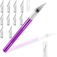 craft knife hobby knife set with 11 stainless steel blades - ideal for cutting, carving, scrapbooking, and art creation (purple) logo