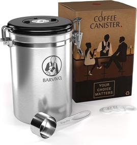 img 3 attached to ☕ BARVIVO Stainless Steel Coffee Canister: Preserve Freshness for Months with Airtight Container, CO2-release Valve, Date Tracker & Measuring Scoop