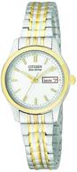 citizen eco-drive expansion band watch for women with day/date functionality, model ew3154-90a logo