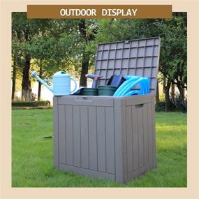 img 2 attached to 📦 Taupe Outdoor Deck Box - 30 Gallon Storage Solution for Food Deliveries, Patio Tools, Cushions, Garden Supplies, Pet Items, and Pool Accessories (Includes Delivery Sign & Lock)