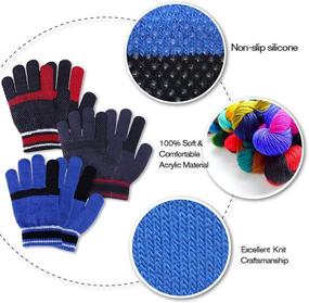 img 3 attached to Детские зимние перчатки: теплые и эластичные магические вязаные перчатки для мальчиков - MIG4U (3 или 6 пар)