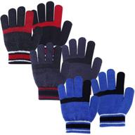 детские зимние перчатки: теплые и эластичные магические вязаные перчатки для мальчиков - mig4u (3 или 6 пар) логотип