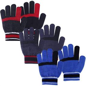 img 4 attached to Детские зимние перчатки: теплые и эластичные магические вязаные перчатки для мальчиков - MIG4U (3 или 6 пар)