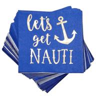 🎉 50-pack of 5 x 5 inch blue nautical bachelorette party decor napkins logo