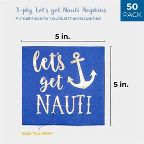 img 1 attached to 🎉 50-Pack of 5 x 5 Inch Blue Nautical Bachelorette Party Decor Napkins