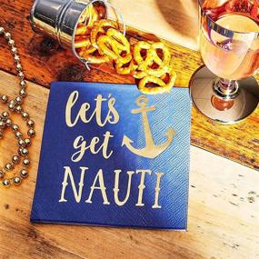 img 2 attached to 🎉 50-Pack of 5 x 5 Inch Blue Nautical Bachelorette Party Decor Napkins