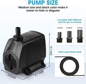 img 3 attached to 🐠 KEDSUM 880GPH Submersible Pump: Ultra Quiet, High Lift Water Pump for Fish Tank, Pond, Aquarium, Statuary & Hydroponics