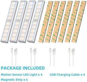 img 3 attached to 🔦 30 LED Closet Light: Dimmable Under Cabinet Lighting with Motion Sensor – USB Rechargeable Wireless Stick-on Night Light Bar for Kitchen, Wardrobe, Garage, Stairs, Bedroom