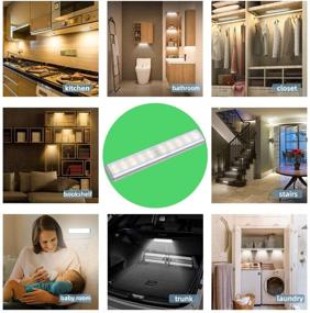 img 1 attached to 🔦 30 LED Closet Light: Dimmable Under Cabinet Lighting with Motion Sensor – USB Rechargeable Wireless Stick-on Night Light Bar for Kitchen, Wardrobe, Garage, Stairs, Bedroom