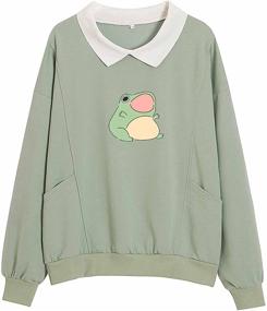 img 4 attached to 🐸 Fashionable and Comfy KIEKIECOO Frog Swearshirt: Oversize Hoodies in Graphic Aesthetic Style with Pocket - Perfect for All-Day Comfort!