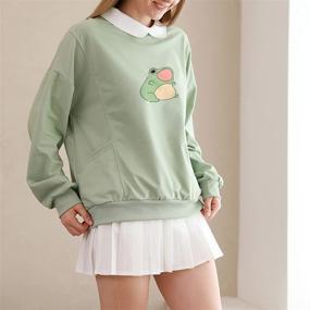 img 2 attached to 🐸 Fashionable and Comfy KIEKIECOO Frog Swearshirt: Oversize Hoodies in Graphic Aesthetic Style with Pocket - Perfect for All-Day Comfort!