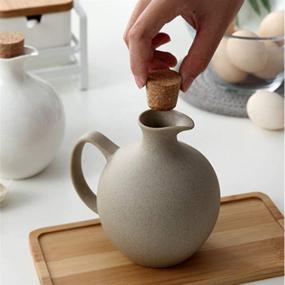 img 1 attached to 🍶 Bohemian Style Stoneware Oil and Vinegar Dispenser Set - Elegant Grey Ceramic Porcelain Olive Oil Cruet with Spout for Kitchen