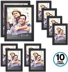 img 4 attached to 🖼️ Impresia Collection: Icona Bay 10 PC Combination Black Picture Frames Set - Four 4x6, Four 5x7, Two 8x10 - Simple Modern Design for Wall Gallery