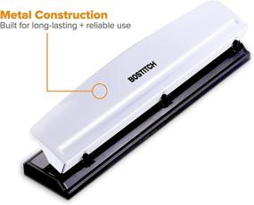 img 2 attached to 📎 Bostitch 3 Hole Punch, Sturdy Metal Construction, Non-Slip Rubber Base, Up to 12 Sheets Capacity, White Finish (KT-HP12-WHITE)