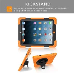 img 1 attached to 📱 TSQ iPad 2 Case for Girls: Full Body Dropproof & Shockproof, Durable Orange Protective Case with Stand and Shoulder Strap - Compatible with iPad 2nd, 3rd, and 4th Generation 9.7 Inch