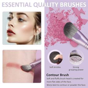 img 1 attached to 💜 15 Pcs Professional Makeup Brushes Set: Premium Synthetic Eye Makeup Contour Foundation Powder Face Mask Brushes in Gift Box (Purple)