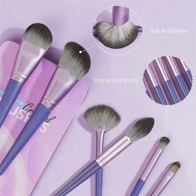 img 2 attached to 💜 15 Pcs Professional Makeup Brushes Set: Premium Synthetic Eye Makeup Contour Foundation Powder Face Mask Brushes in Gift Box (Purple)