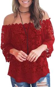 img 4 attached to Stylish Lace Off Shoulder Tops: MIHOLL Women's Casual Blouse Shirts for a Trendy Look