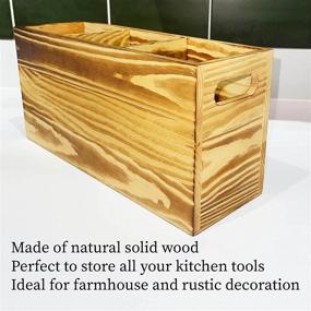 img 3 attached to 🔨 Rustic Wood Utensil Holder: Large Countertop Organizer for Cooking Tools Storage and Smart Decorations