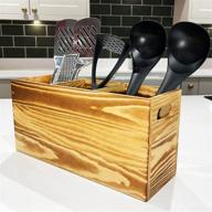 🔨 rustic wood utensil holder: large countertop organizer for cooking tools storage and smart decorations логотип