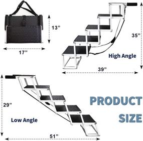 img 1 attached to 🐶 Foldable Dog Car Stairs for Large SUVs - Non-Slip Surface, Portable Dog Ramps for Heavy Dogs, Lightweight and Sturdy Pet Ladder up to 200lbs - Ideal for High Beds, Trucks, and Vehicles