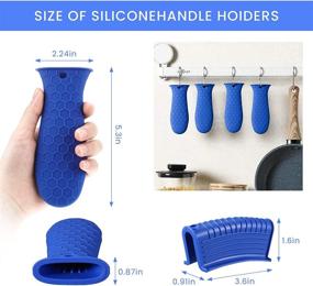 img 3 attached to 🔥 Silicone Hot Handle Holder - Non Slip Pot Holders Cover for Securely Gripping Hot Pans - Heat Resistant Pot Sleeve for Frying Cast Iron Skillet & Metal Pan (Blue)