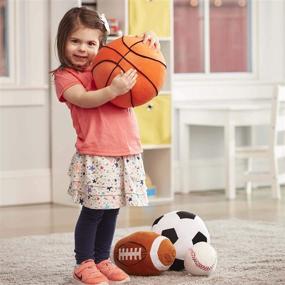 img 3 attached to Melissa & Doug Sports Throw Pillows Set - 🏀 Plush Basketball, Baseball, Soccer Ball, and Football with Mesh Storage Bag