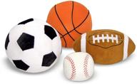 melissa & doug sports throw pillows set - 🏀 plush basketball, baseball, soccer ball, and football with mesh storage bag logo