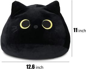 img 1 attached to 🐱 Adorable 3D Black Cat Plush Toy Pillow - Perfect Birthday, Valentine's Day, and Christmas Gift for Girlfriend and Kids (Black-L(11"))