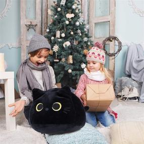 img 2 attached to 🐱 Adorable 3D Black Cat Plush Toy Pillow - Perfect Birthday, Valentine's Day, and Christmas Gift for Girlfriend and Kids (Black-L(11"))