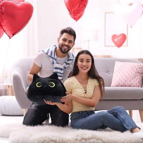 img 3 attached to 🐱 Adorable 3D Black Cat Plush Toy Pillow - Perfect Birthday, Valentine's Day, and Christmas Gift for Girlfriend and Kids (Black-L(11"))