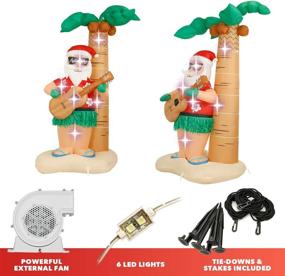 img 2 attached to 🏖️ Holidayana Hula Santa Christmas Inflatable - 8 ft Tall Hula Santa Beach Christmas Outdoor Yard Decoration with LED Lights, Fan, and Stakes
