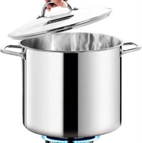 img 4 attached to 🍲 HOMICHEF 16 Quart Large Stock Pot with Glass Lid – Nickel-Free Stainless Steel Healthy Cookware Stockpots with Lids – 16 Quart Mirror-Polished Induction Pot – Commercial Grade Soup Pot Cooking Pot
