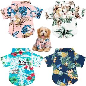 img 4 attached to 🌺 Hawaiian Style Floral Dog Shirts: Trendy Summer Pet T-Shirts for Medium-sized Dogs