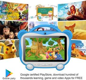 img 1 attached to 📱 GOODTEL G6 7-inch Kids Tablet with 16GB ROM and 128GB Expandable Memory, Android 10 Quad-Core Tablet, Preloaded Google Play, Parental Control, HD IPS Display, Kid-Proof Case in Blue