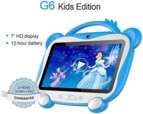 img 2 attached to 📱 GOODTEL G6 7-inch Kids Tablet with 16GB ROM and 128GB Expandable Memory, Android 10 Quad-Core Tablet, Preloaded Google Play, Parental Control, HD IPS Display, Kid-Proof Case in Blue