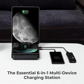 img 3 attached to 🔌 6-in-1 Wireless Charging Station for Multiple Devices, Air Omni Lite Fast Charging Dock for Smartphones. Compatible with Apple Watch, Tablets, Switch, etc. - Black Aramid.