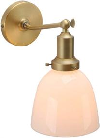 img 1 attached to 🕰️ Industrial Vintage Wall Mount Single Sconce - Permo Slope Pole with 6.7" Oval Dome Milk White Glass Shade - Stylish Wall Sconce Light Fixture Lamp