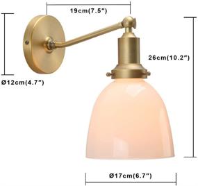 img 3 attached to 🕰️ Industrial Vintage Wall Mount Single Sconce - Permo Slope Pole with 6.7" Oval Dome Milk White Glass Shade - Stylish Wall Sconce Light Fixture Lamp