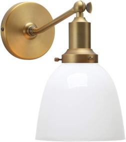 img 4 attached to 🕰️ Industrial Vintage Wall Mount Single Sconce - Permo Slope Pole with 6.7" Oval Dome Milk White Glass Shade - Stylish Wall Sconce Light Fixture Lamp