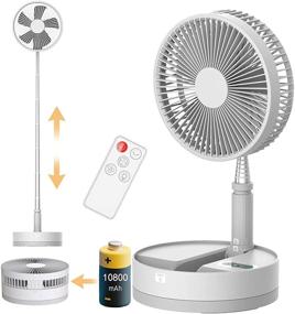 img 4 attached to Aihanch Rechargeable Desk and Floor Fan: Powerful 10800mAh Battery Operated Oscillating Fan with Remote Timer, 4 Speeds, Adjustable Height, Foldaway Design, Night Light - Ideal for Home, Outdoor, Camping, and Travel